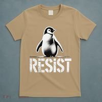 Resist Penguin Activism Penguins Protest Against Tariffs T-Shirt thumb 5