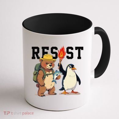 Resist Penguins And Bear Graphic We Stand With Penguins Coffee Mug back