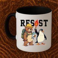 Resist Penguins And Bear Graphic We Stand With Penguins Coffee Mug thumb 2