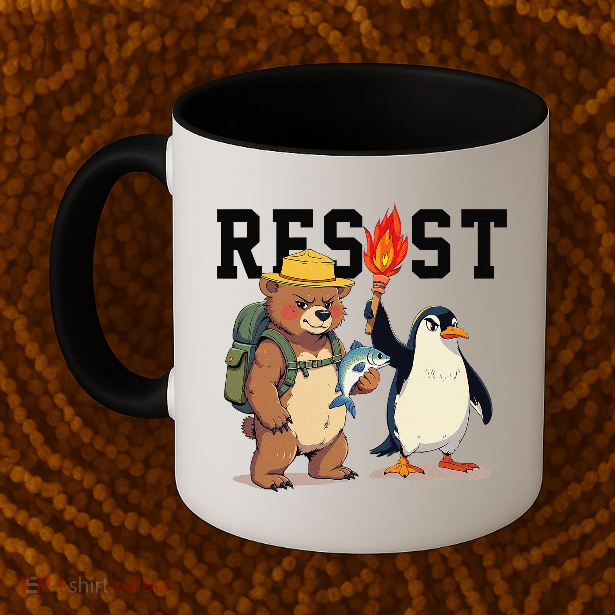 Resist Penguins And Bear Graphic We Stand With Penguins Coffee Mug