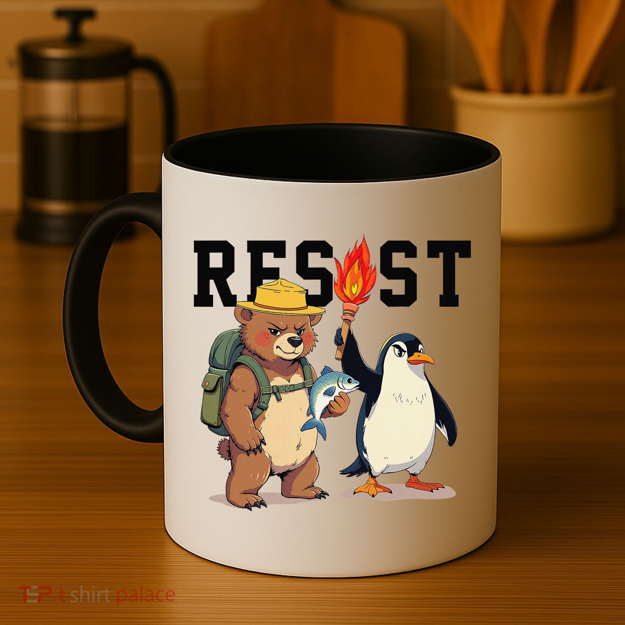 Resist Penguins And Bear Graphic We Stand With Penguins Coffee Mug
