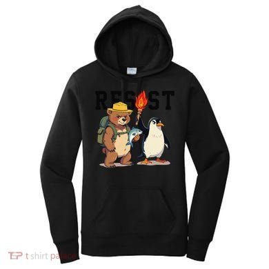 Resist Penguins And Bear Graphic We Stand With Penguins Women's Hoodie