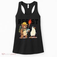 Resist Penguins And Bear Graphic We Stand With Penguins Women's Tank Top thumb 0