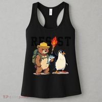 Resist Penguins And Bear Graphic We Stand With Penguins Women's Tank Top thumb 3
