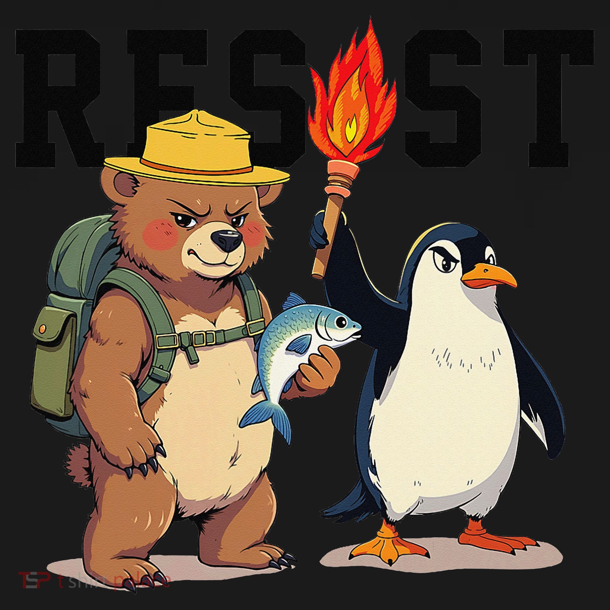 Resist Penguins And Bear Graphic We Stand With Penguins Women's Tank Top