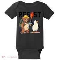 Resist Penguins And Bear Graphic We Stand With Penguins Baby Bodysuit thumb 0
