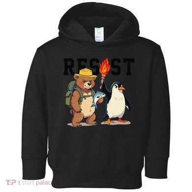 Resist Penguins And Bear Graphic We Stand With Penguins Toddler Hoodie