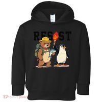 Resist Penguins And Bear Graphic We Stand With Penguins Toddler Hoodie thumb 0