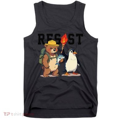Resist Penguins And Bear Graphic We Stand With Penguins Tank Top