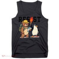 Resist Penguins And Bear Graphic We Stand With Penguins Tank Top thumb 0