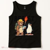 Resist Penguins And Bear Graphic We Stand With Penguins Tank Top thumb 2