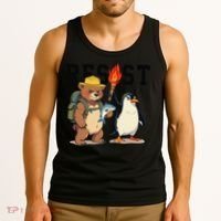 Resist Penguins And Bear Graphic We Stand With Penguins Tank Top thumb 3