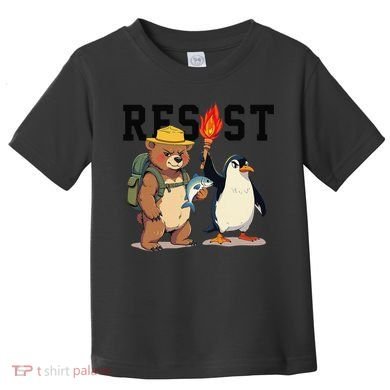Resist Penguins And Bear Graphic We Stand With Penguins Toddler T-Shirt