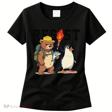 Resist Penguins And Bear Graphic We Stand With Penguins Women's T-Shirt