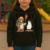 Resist Penguins And Bear Graphic We Stand With Penguins Kids Hoodie thumb 3