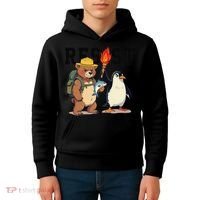 Resist Penguins And Bear Graphic We Stand With Penguins Kids Hoodie thumb 4