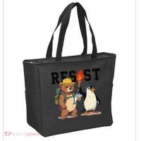 Resist Penguins And Bear Graphic We Stand With Penguins Tote Bag thumb 2