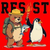 Resist Penguins And Bear Graphic We Stand With Penguins Santa Hat thumb 1
