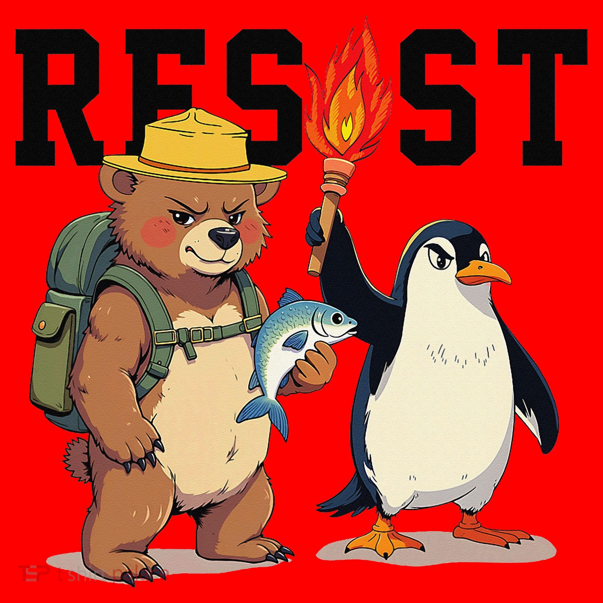 Resist Penguins And Bear Graphic We Stand With Penguins Santa Hat