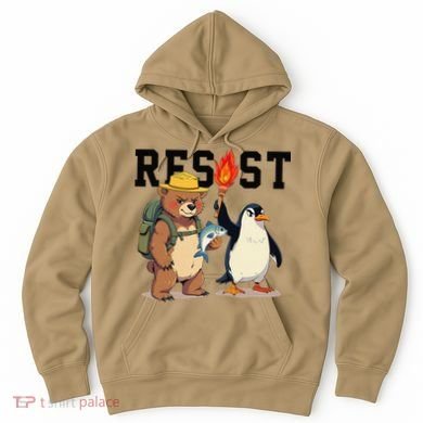 Resist Penguins And Bear Graphic We Stand With Penguins Hoodie