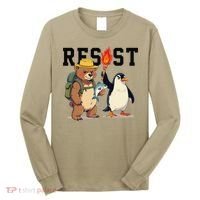 Resist Penguins And Bear Graphic We Stand With Penguins Long Sleeve Shirt thumb 0