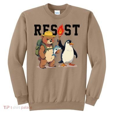 Resist Penguins And Bear Graphic We Stand With Penguins Sweatshirt