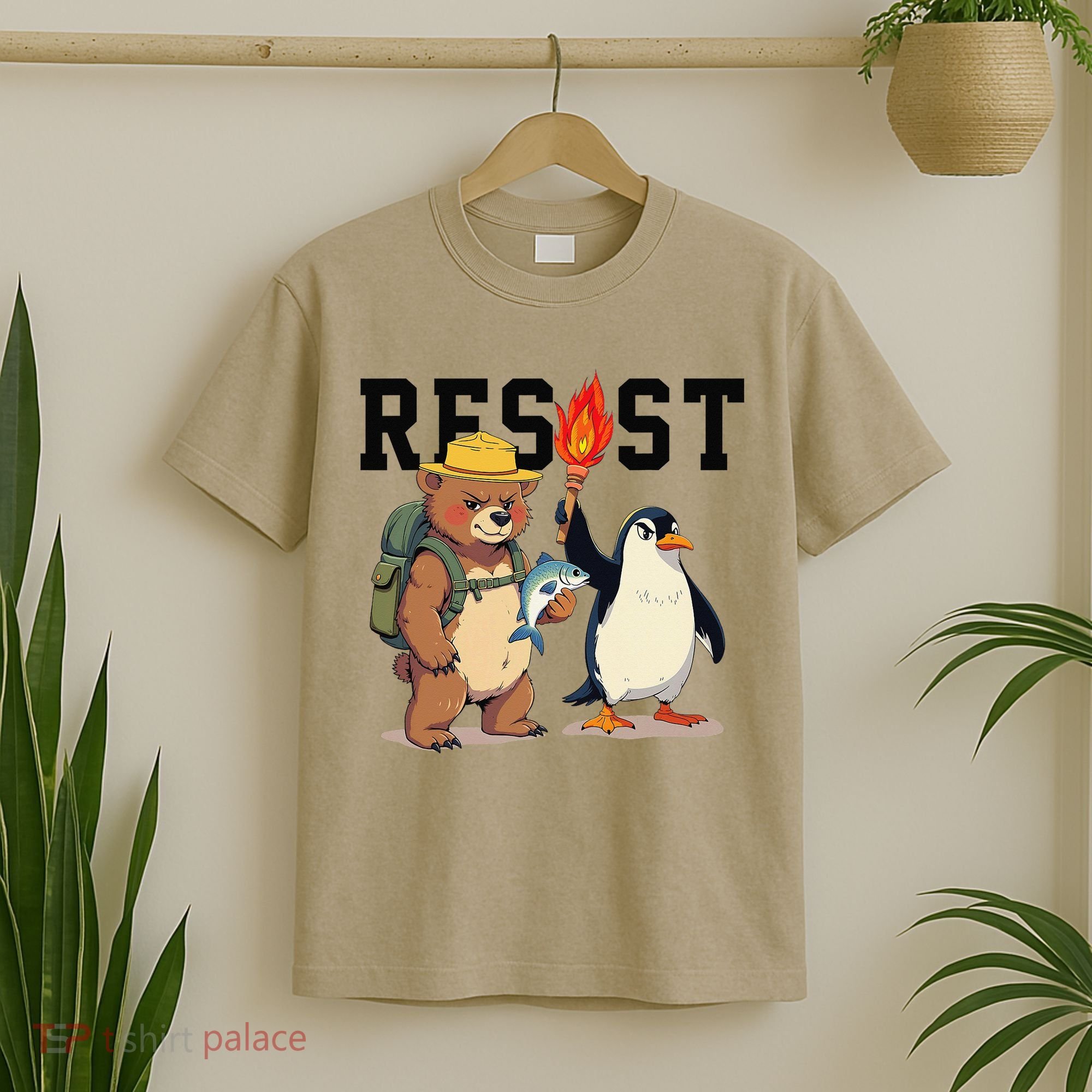 Resist Penguins And Bear Graphic We Stand With Penguins T-Shirt