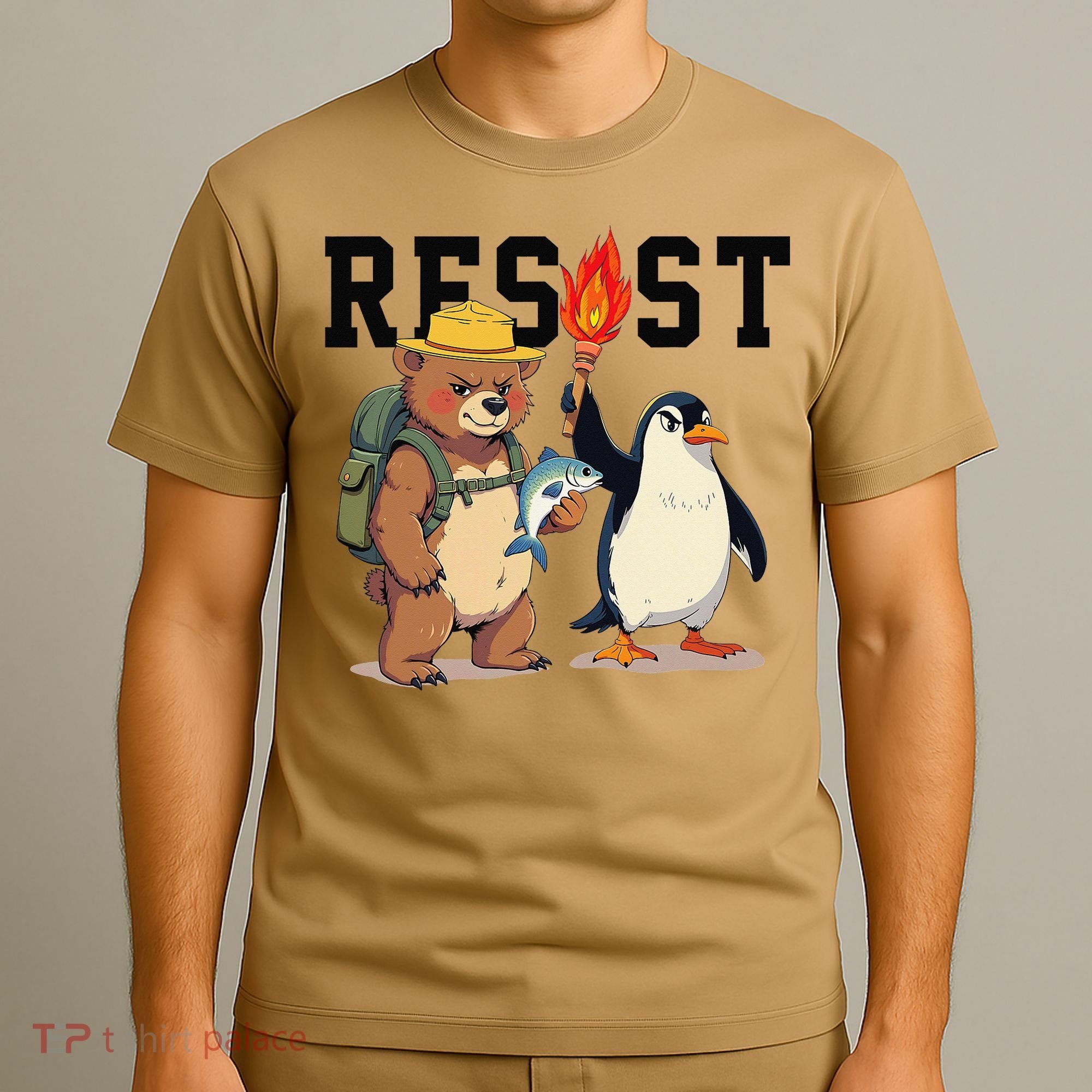 Resist Penguins And Bear Graphic We Stand With Penguins T-Shirt