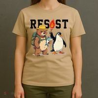 Resist Penguins And Bear Graphic We Stand With Penguins T-Shirt thumb 4