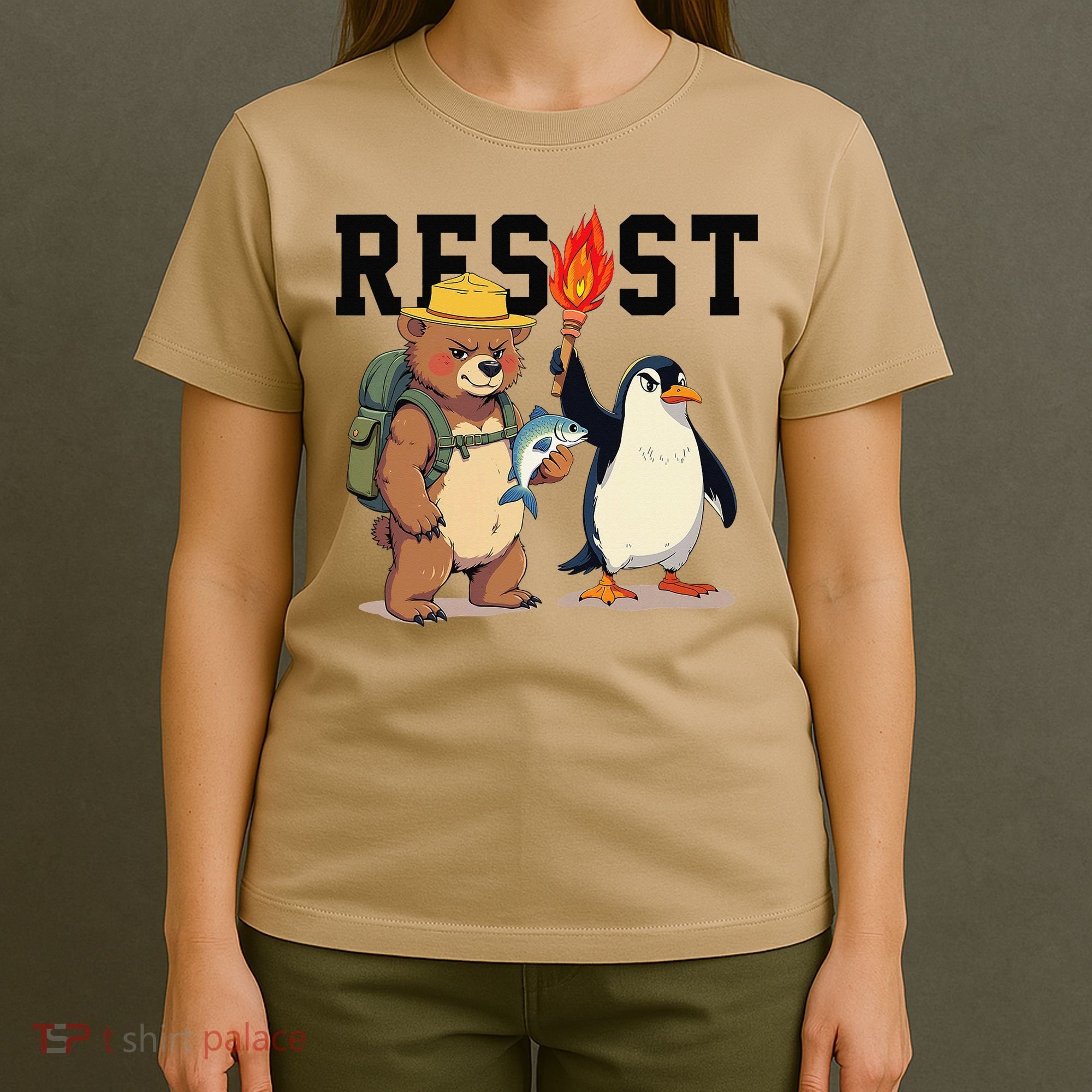 Resist Penguins And Bear Graphic We Stand With Penguins T-Shirt