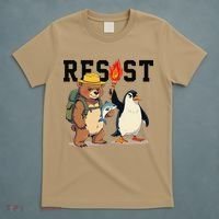 Resist Penguins And Bear Graphic We Stand With Penguins T-Shirt thumb 5