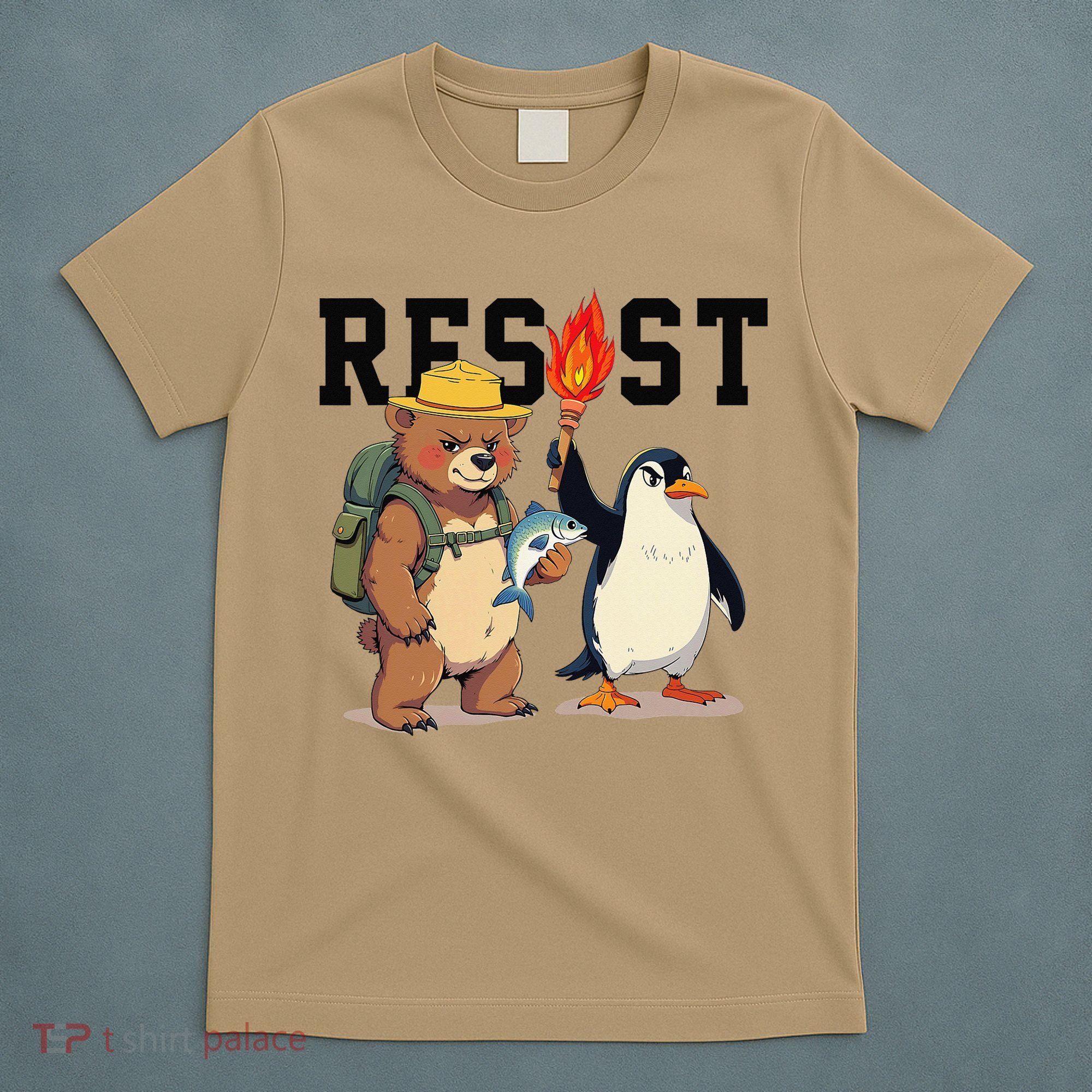 Resist Penguins And Bear Graphic We Stand With Penguins T-Shirt