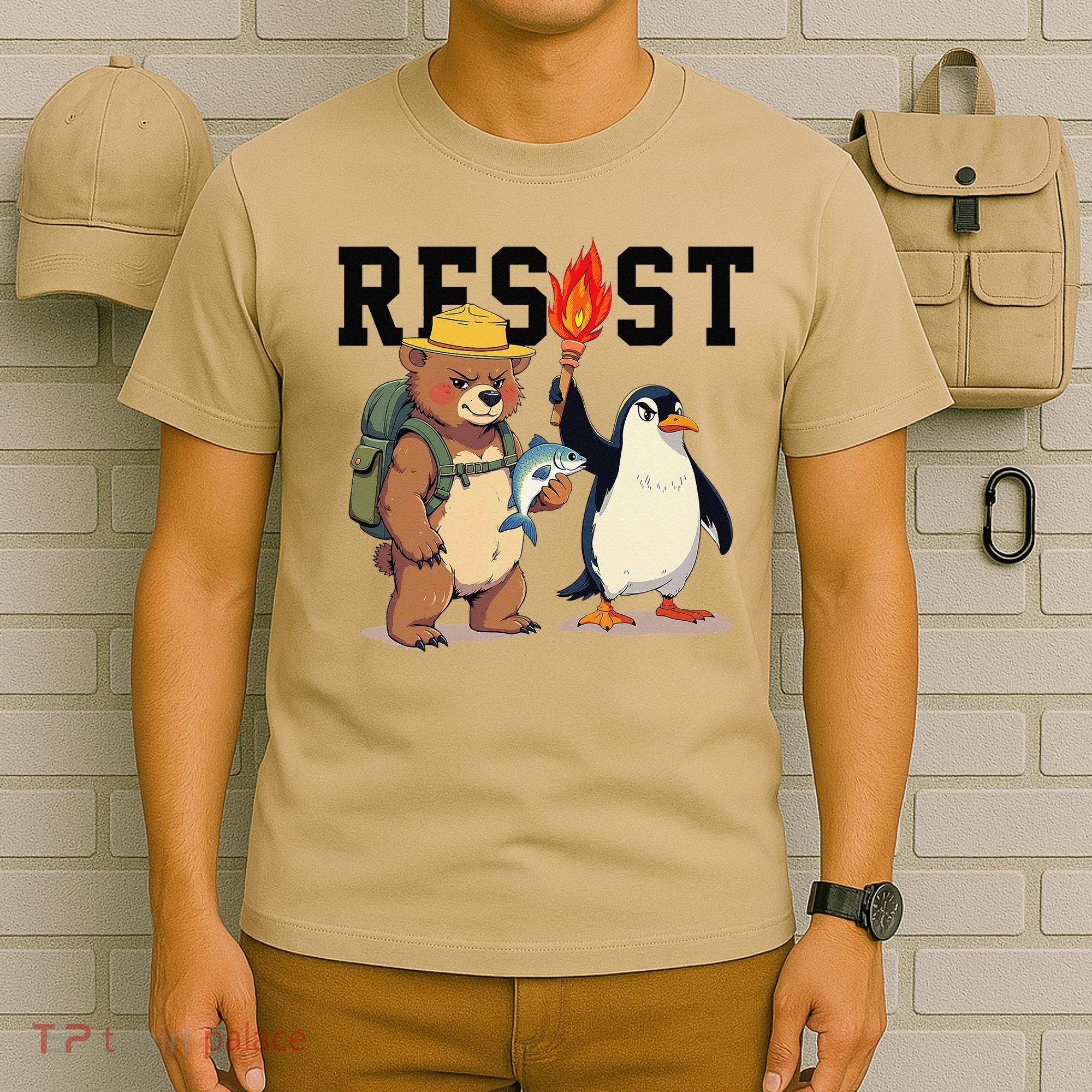 Resist Penguins And Bear Graphic We Stand With Penguins T-Shirt