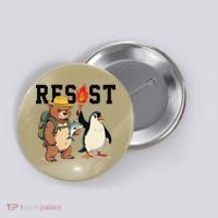 Resist Penguins And Bear Graphic We Stand With Penguins Button thumb 0