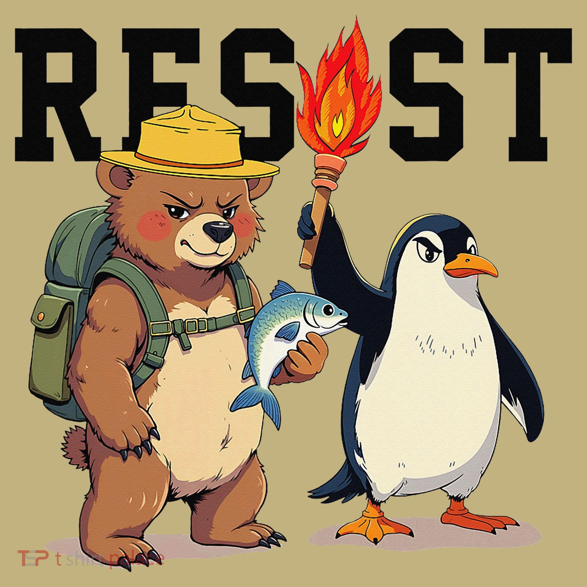 Resist Penguins And Bear Graphic We Stand With Penguins Mousepad