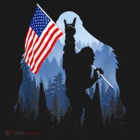 Retro Patriotic Bigfoot Sasquatch With USA Flag 4th Of July T-Shirt thumb 7