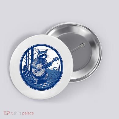 Raccoon Playing Banjo Vintage Cottagecore Button