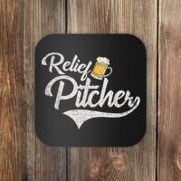 Relief Pitcher Beer And Baseball Funny Coaster thumb 0