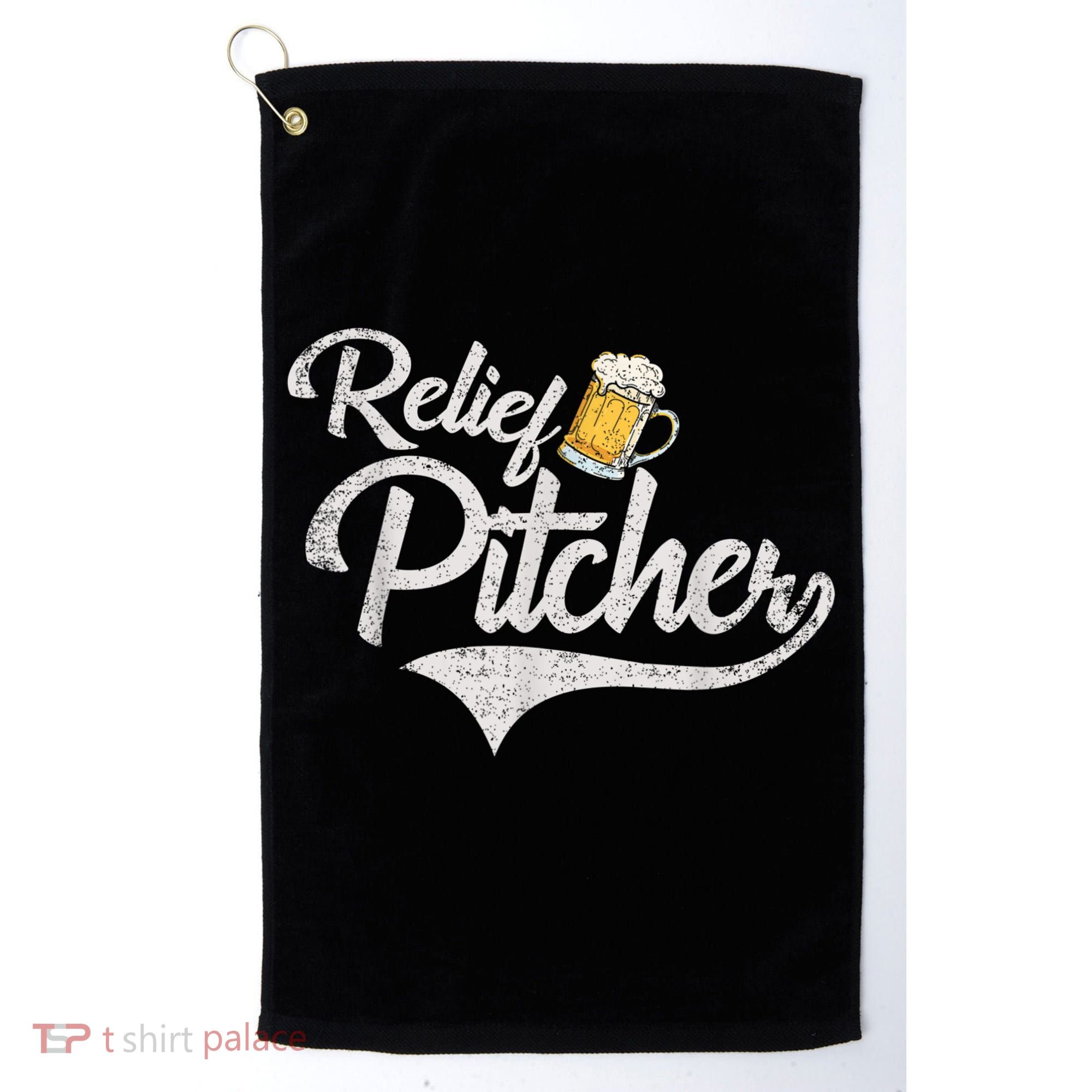 Relief Pitcher Beer And Baseball Funny Golf Towel
