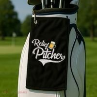 Relief Pitcher Beer And Baseball Funny Golf Towel thumb 2
