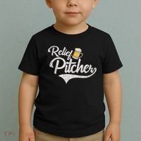 Relief Pitcher Beer And Baseball Funny Toddler T-Shirt thumb 2