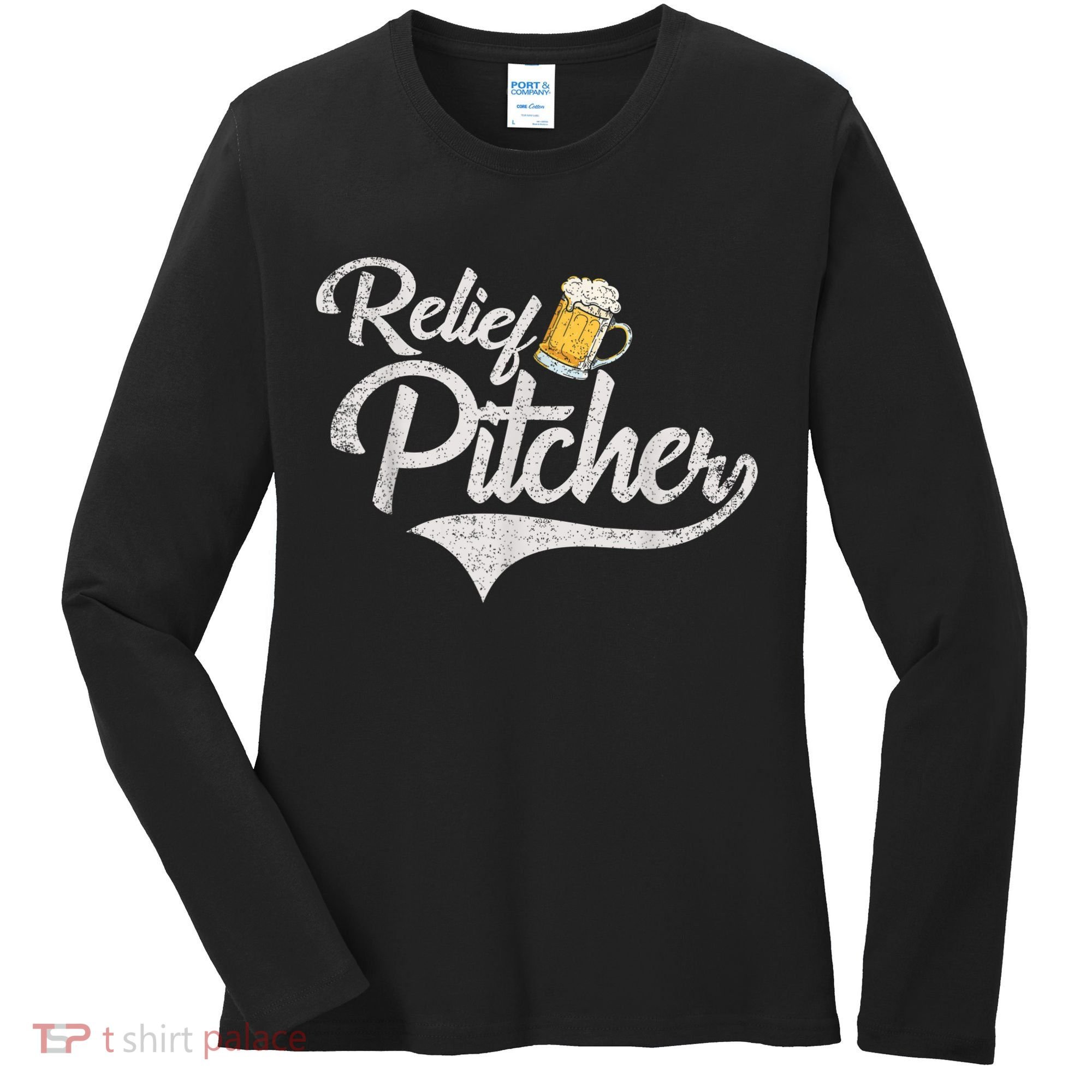 Relief Pitcher Beer And Baseball Funny Women's Long Sleeve Shirt