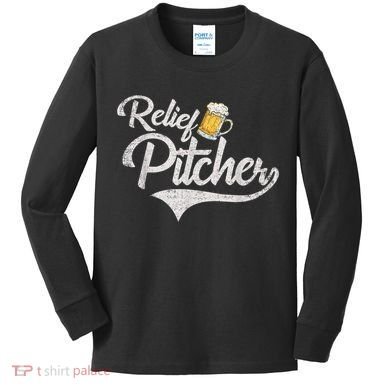 Relief Pitcher Beer And Baseball Funny Kids Long Sleeve Shirt