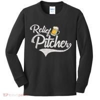 Relief Pitcher Beer And Baseball Funny Kids Long Sleeve Shirt thumb 0