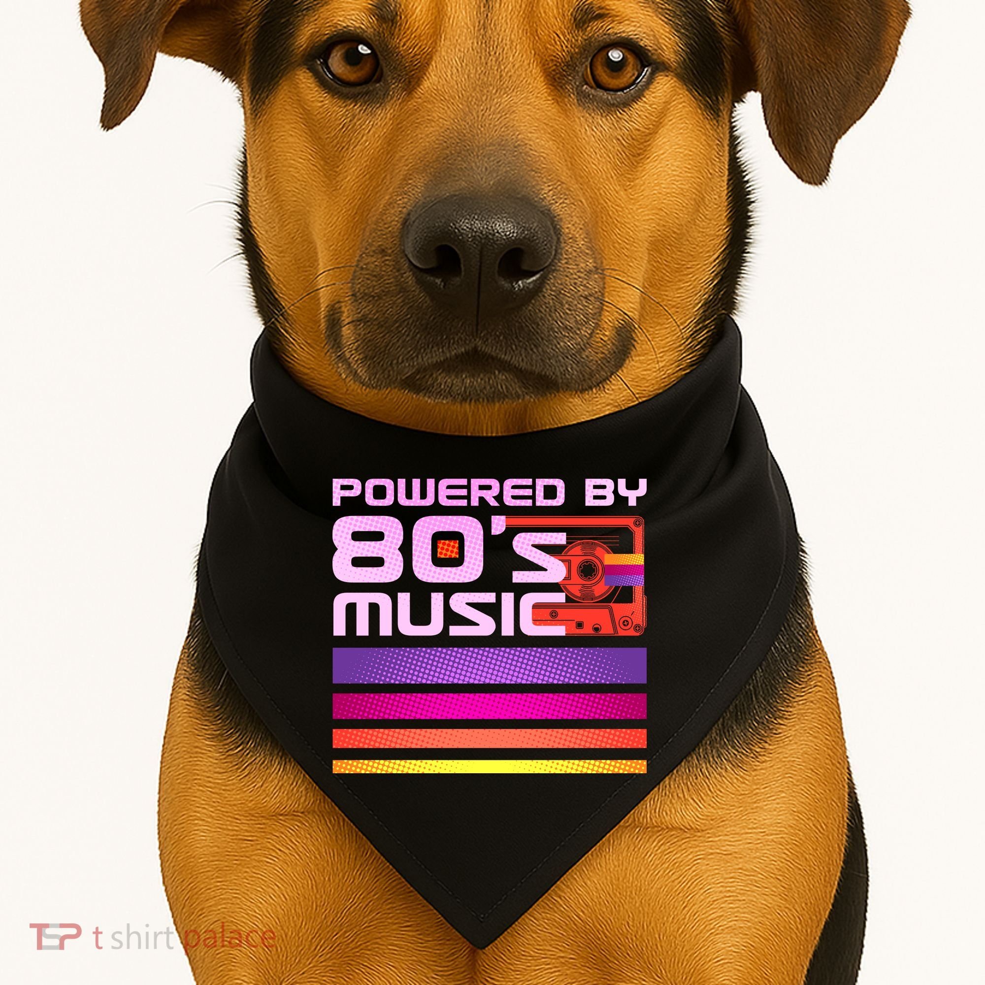 Retro Poweres By 80's Music Cassette Tape USA-Made Doggie Bandana