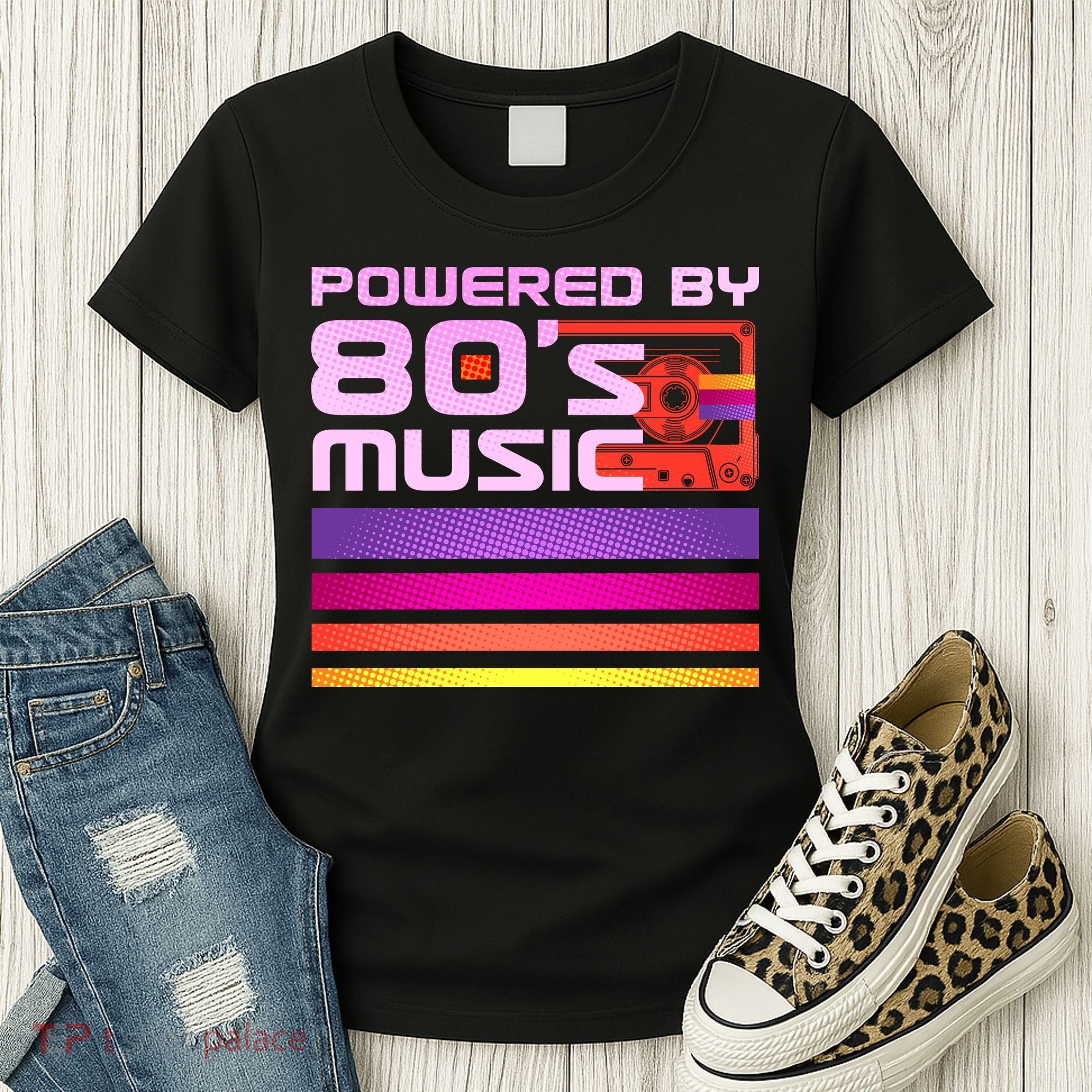 Retro Poweres By 80's Music Cassette Tape Women's T-Shirt
