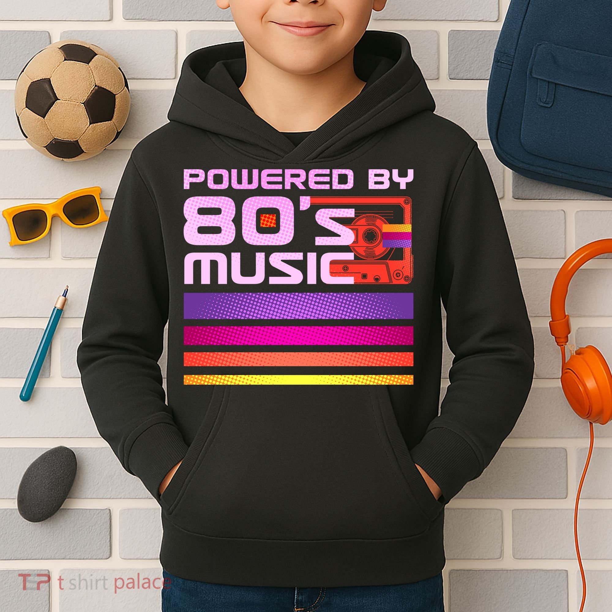 Retro Poweres By 80's Music Cassette Tape Kids Hoodie