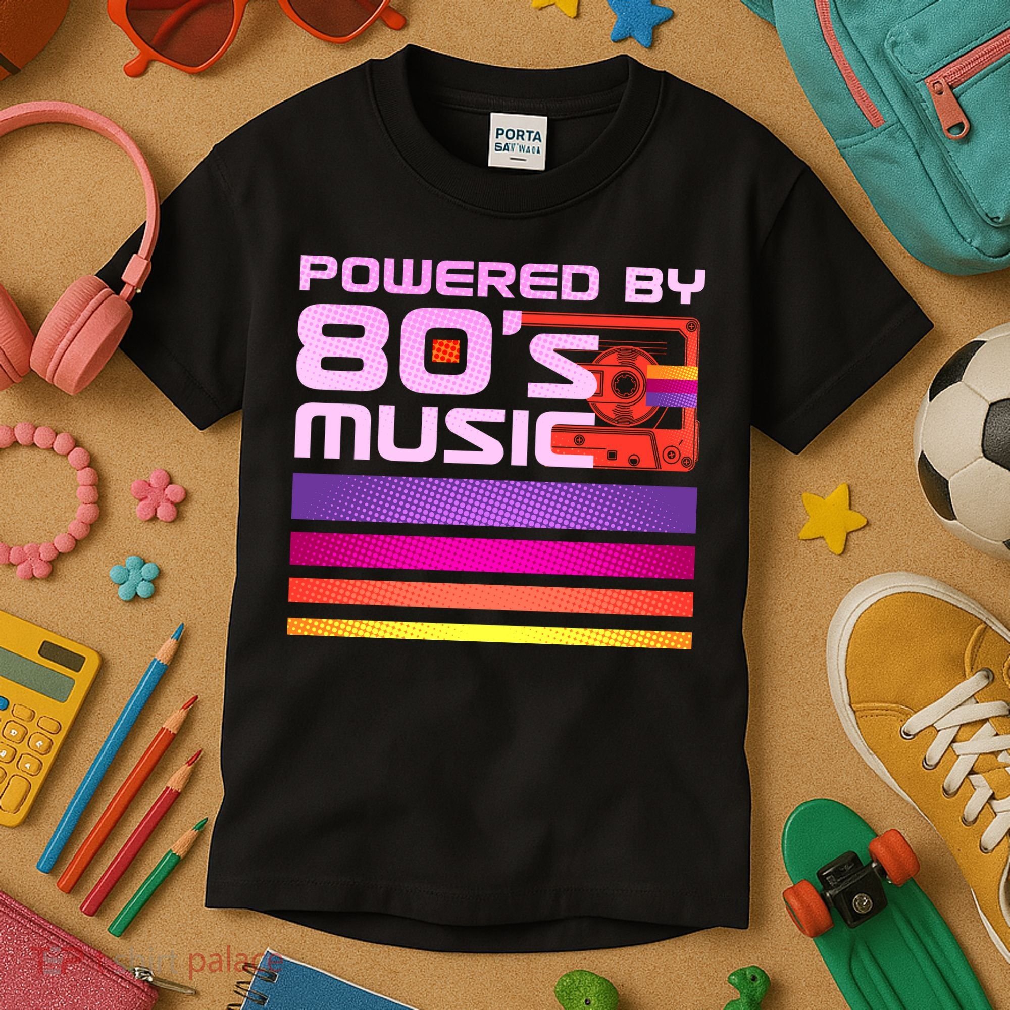Retro Poweres By 80's Music Cassette Tape Kids T-Shirt