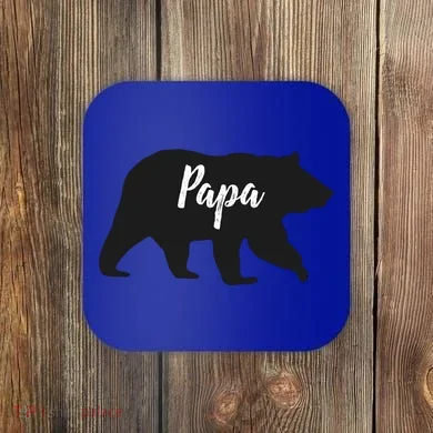 Rustic Papa Bear Funny Gift Coaster