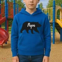 Rustic Papa Bear Funny Gift Kids Hoodie thumb 2